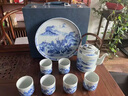 漢帝唐韻（HDTYUN）景德鎮青花瓷茶具套裝家用帶過(guò)濾陶瓷大容量功夫茶壺整套茶具 高白泥【千里江山-提梁壺】 1件 曬單實(shí)拍圖