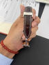 浪琴表帶原裝真皮男名匠L2瑰麗L4嘉嵐典藏月相女蝴蝶扣牛皮手表帶 棕色白線(xiàn)+鋼色蝴蝶扣 21mm 曬單實(shí)拍圖