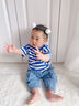 小豬班納兒童短袖T恤2025夏季新款女童洋氣條紋上衣寬松男童運動休閑夏裝 杏灰/純色 130 曬單實拍圖