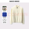 Basic House/百家好純綿羊毛針織衫女秋冬高領(lǐng)拉鏈套頭毛衣保暖時(shí)尚新款名媛 山茶白 均碼 曬單實(shí)拍圖