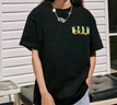 MEDM夏季涂鴉字母印花短袖T恤男女同款美式高街復古休閑半袖體恤 黑色（現貨） S 曬單實(shí)拍圖