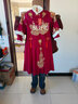皮爾卡丹（pierre cardin）新年漢服女童冬裝加絨連衣裙中國(guó)風(fēng)兒童古裝裙子小女孩加厚拜年服 8637酒紅色加絨+云肩+眉心貼+頭 160 曬單實(shí)拍圖