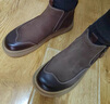 皓頓（HAUT TON）男靴頭層牛皮切爾西靴短筒加絨保暖拉鏈馬丁靴子男3492 曬單實(shí)拍圖