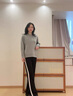 俞兆林（YUZHAOLIN）媽媽裝春秋冬毛衣國風(fēng)繡花針織上衣服50歲60中老年女長袖打底衫 藍(lán)灰色 2XL 建議115-140斤 曬單實(shí)拍圖