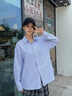名創(chuàng)優(yōu)品（MINISO）條紋襯衫男2025夏季新款青少年打底疊穿襯衣男士條紋開衫短袖外穿 藍(lán)白條 XL /180(不起球不掉色) 曬單實(shí)拍圖