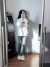 德絨打底褲雙面磨砂秋褲舒適保暖棉褲女可外穿高腰九分褲加絨棉褲 深灰色-(羊羔絨加厚)高腰繡字 M小碼【適合80-105斤】 曬單實(shí)拍圖