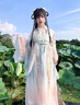 杜艷枝漢唐華韻原創(chuàng)漢服女【春晚嫣雨】唐制齊胸漢元素重工刺繡春夏日常 粉綠色五件套（春晚嫣雨） S 80-100斤 曬單實拍圖