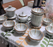 金鑲玉功夫茶具套裝 仿宋汝窯陶瓷開(kāi)片貼金送禮盒商務(wù)汝窯鶯歌燕舞套裝 曬單實(shí)拍圖