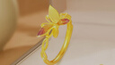 中國(guó)黃金（CHINA GOLD）蝴蝶黃金戒指女足金訂求結(jié)婚戒子七夕情人節(jié)禮物送女友老婆生日 足金蝴蝶戒指-烤漆款-刻字 曬單實(shí)拍圖