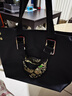 ANDSEEYOU小眾女包包2026春夏新款刺繡勛章手提包文藝單肩包帆布牛津紡大包 黑色貓咪大號 曬單實(shí)拍圖