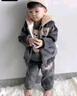 迪士尼寶寶男寶寶冬裝加絨加厚三件套小孩衣服冬天嬰兒保暖套裝洋氣一歲童裝 灰色兔毛熊三件套 加絨 120 曬單實(shí)拍圖