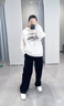 森馬（Semir）地理系列衛衣女冬季圖案插肩袖加絨連帽上衣101724116010 曬單實(shí)拍圖
