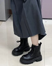 ZHR女靴冬季粗跟增高馬丁靴女復(fù)古加絨小個(gè)子短靴女 JF95A 黑色 37  曬單實(shí)拍圖