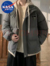 NASA MARVEL棉服男棉衣冬季連帽假兩件外套潮流防風(fēng)保暖寬松面包服 杏色 L 曬單實(shí)拍圖