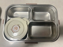 赫珮316不銹鋼小學(xué)生飯盒帶湯碗學(xué)校用兒童餐盤(pán)可微波爐分格餐盒 赫赫熊飯盒【四格套裝+姓名貼】 曬單實(shí)拍圖