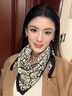 絲巾女士春夏磁吸扣三角巾護頸小方巾秋冬保暖圍脖圍巾送女生禮物 柔美山茶花 曬單實(shí)拍圖