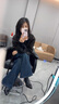 紅蜻蜓腰帶設計不貼腿微喇牛仔褲女2025年秋季新款高腰顯瘦寬松闊腿褲 復古藍 長褲 L 曬單實拍圖