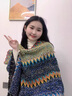 VINEY披肩女款圍巾春秋季2025新款百搭民族風(fēng)旅游加厚斗篷外套披風(fēng)女 孔雀藍(lán)-高端禮盒裝 曬單實(shí)拍圖