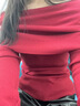 妙奕嘉紅色連衣裙女裙子春秋純欲小個子長袖包臀裙女士性感一字肩連衣裙 紅色一字肩辣妹包臀裙 L 【建議100-110斤】 曬單實拍圖