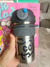 UOOHA保溫杯便攜咖啡水杯316L不銹鋼車載送男女士禮物直飲吸管雙飲杯子 316L悠哈音樂節(jié)悠果-黑450ml 曬單實(shí)拍圖