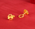 中國(guó)黃金（CHINA GOLD）足金四葉草雙色愛心黃金耳釘5G硬金耳飾送女友七夕節(jié)情人節(jié)禮物 雙色花耳釘約1.5g 曬單實(shí)拍圖