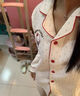 禾回helloKitty夾棉睡衣女冬季甜美卡通空氣棉加厚學(xué)生休閑家居服套裝 白色 波點(diǎn)kt貓 夾層款 M 曬單實(shí)拍圖