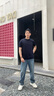 EMPORIO ARMANI/阿瑪尼官方旗艦男女情侶款純棉圓領(lǐng)正肩短袖薄T恤 【100%棉合身版】海軍藍色 L  (推薦：150-165斤) 曬單實(shí)拍圖