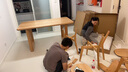 源氏木語(yǔ)全實(shí)木大板桌餐廳餐桌大尺寸工作臺橡木原木風(fēng)吃飯桌子 原木色 1.6m餐桌+圓弧餐椅*6 曬單實(shí)拍圖