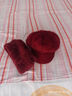 冬季媽媽帽子女老人奶奶加絨兔毛線(xiàn)帽中老年人保暖帽加厚針織棉帽 酒紅【帽子+圍脖】 有彈力 曬單實(shí)拍圖