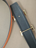 老車(chē)輪不帶頭皮帶條進(jìn)口頭層牛皮高檔無(wú)頭真皮腰帶替換原版愛(ài)馬男仕褲帶 3.8CM 黑+橙（本色線(xiàn)）兩頭尖款 100cm 國碼（皮帶全長(cháng)） 曬單實(shí)拍圖