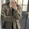 GXG男裝  雙色滿身激光印花親膚長袖襯衫外套GEX10314713 灰綠色 XL 曬單實拍圖