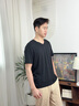 浩沙（hosa）男士背心短袖T恤運動(dòng)彈力修身棉莫代爾休閑打底汗衫 黑色 L  曬單實(shí)拍圖