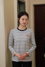 哈吉斯（HAZZYS）女裝 春季女撞色條紋休閑簡(jiǎn)約T恤女ABTSE0BAF02 曬單實(shí)拍圖