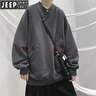 JEEP SPIRIT吉普特大碼300斤重磅衛(wèi)衣男裝秋冬復(fù)古寬松圓領(lǐng)加絨外套百搭上衣2 深灰色（款） 常規(guī) 4XL 建議250-300斤 曬單實(shí)拍圖