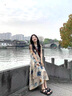 雅黛絲薇連衣裙女裝2025年春秋新款鹽系時(shí)尚減齡牛仔外套水墨畫(huà)裙子兩件套 牛仔外套+碎花連衣裙 S 曬單實(shí)拍圖