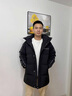 鴨鴨中長款羽絨服男士裝2025秋冬季加厚連帽外套男保暖防寒上衣服冬裝 黑色 180/XL (建議150-165斤) 曬單實拍圖