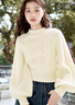 香影毛衣女秋冬2025新款米白慵懶風(fēng)短款外穿套頭燈籠袖針織衫上衣 米色 S 曬單實(shí)拍圖