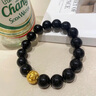 中國黃金CHINA GOLD天然黑曜石手串男士足硬金銅錢手鏈七夕情人節(jié)禮物送男友老公生日 銅錢金珠轉(zhuǎn)運珠黑曜石手串-12mm 曬單實拍圖