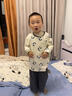 俞兆林（YUZHAOLIN）兒童睡衣秋季男童七分袖純棉家居服套裝寶寶衣服 童趣小熊貓 曬單實(shí)拍圖