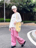 兜兜王國女童褲子2025新款春秋季漸變色寬松闊腿牛仔褲童裝女孩中大童潮版 粉色 120 曬單實(shí)拍圖