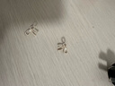 AJIDOU新年禮物阿吉豆耳釘女珍珠耳釘蝴蝶結(jié)仿珍珠百搭個性時生日禮物女 白色+金色 2個 曬單實(shí)拍圖