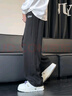 唐獅（TonLion）2024男針織側邊織帶寬松直筒加絨休閑長(cháng)褲 曬單實(shí)拍圖