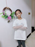 ASK JUNIOR兒童T恤秋季新品女中大童時(shí)尚假兩件蝴蝶結蕾絲長(cháng)袖打底衫上衣 米白色 150 曬單實(shí)拍圖