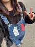 TOMMY JEANS【闊腿背帶褲】女裝美式復(fù)古潮流拼色寬松牛仔背帶褲18208 牛仔藍(lán)1A5 XS 曬單實(shí)拍圖