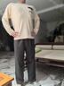 秋鹿睡衣男棉柔家居服套裝透氣舒適長(cháng)袖長(cháng)褲圓領(lǐng)套頭居家服 米色 XXL 曬單實(shí)拍圖