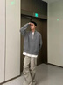 POUM毛衣男款冬季深灰色高領(lǐng)美式復(fù)古高街外套半拉鏈運動針織衛(wèi)衣 XZWP-D36灰色 XL 曬單實拍圖