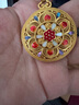 夢金園七夕情人節(jié)禮物 黃金吊墜 足金螺鈿鑲嵌圓盤寶相花傳承吊墜 凈金重約17.8g 曬單實(shí)拍圖