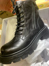 百麗（Belle）時(shí)尚復古馬丁靴女商場(chǎng)同款真皮短筒靴D3F1DDD4 黑色-單里 39 (245mm) 曬單實(shí)拍圖