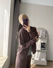 MAIA ACTIVE 肌理衛衣外套 含TENCEL?萊賽爾寬松連帽夾克瑜伽外套51JK10 栗檀棕 M 曬單實(shí)拍圖
