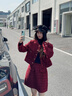 衣典零一（LEDIALYI）紅色小香風連衣裙套裝女2025春季新款小個子韓版氣質(zhì)半身裙兩件套 紅色 S 【建議96-110斤】 曬單實拍圖
